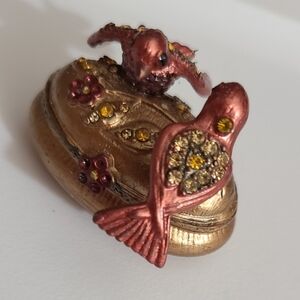 Vintage Bird Trinket Box Enamel Swarovski Crystals Jay Strongwater ? Estate